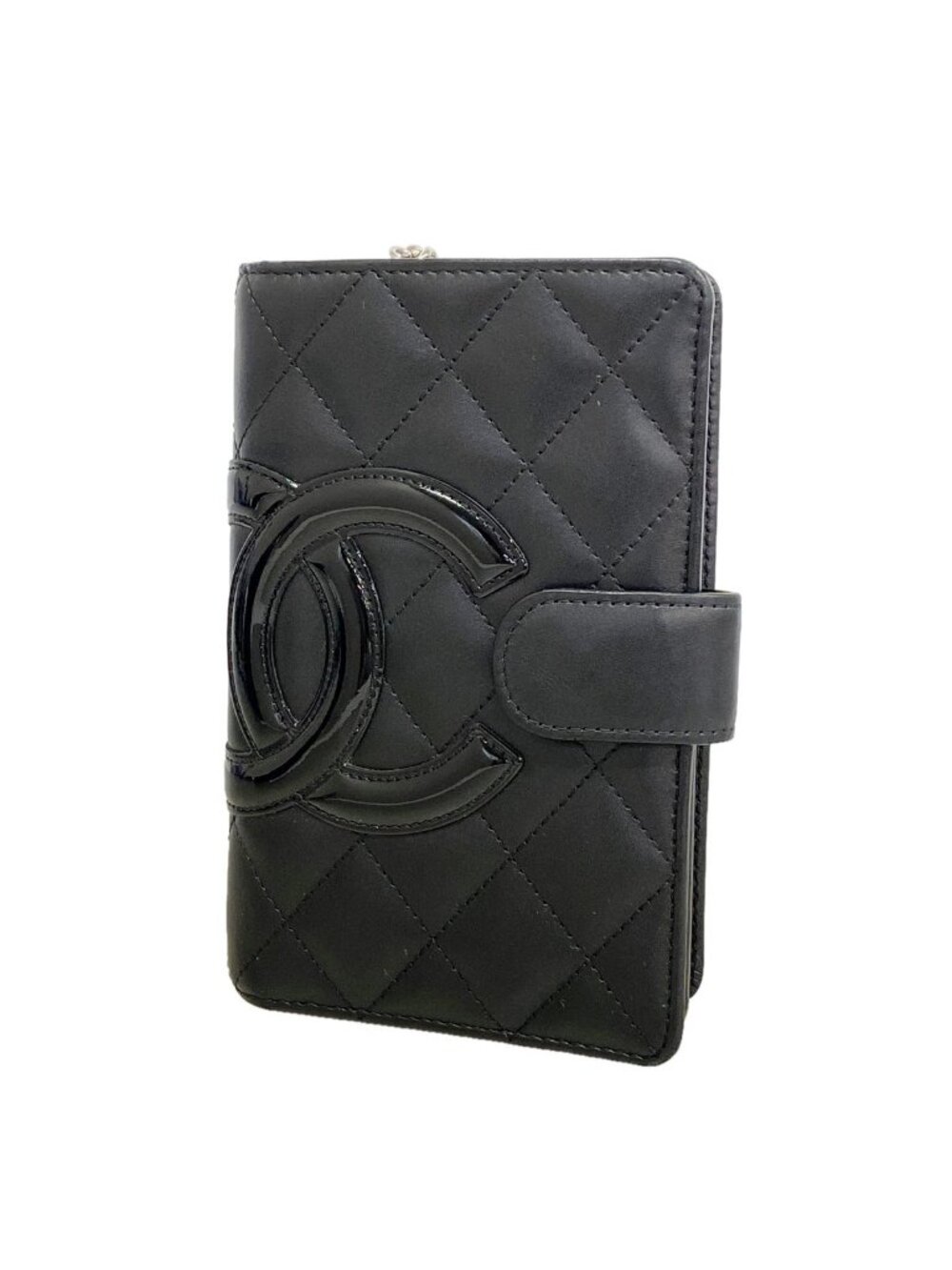 Chanel Wallet Cambon Lambskin Black Silver